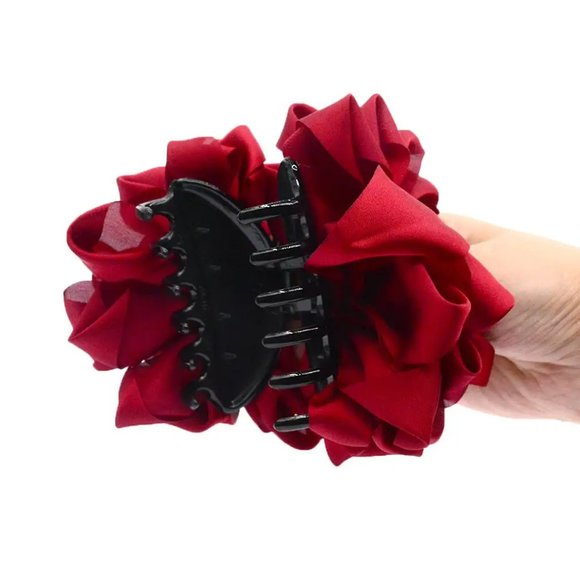 4 Pcs Large Silk Flower Bow Hair Claw Jaw Clips For Women Hair clamps main image 7
